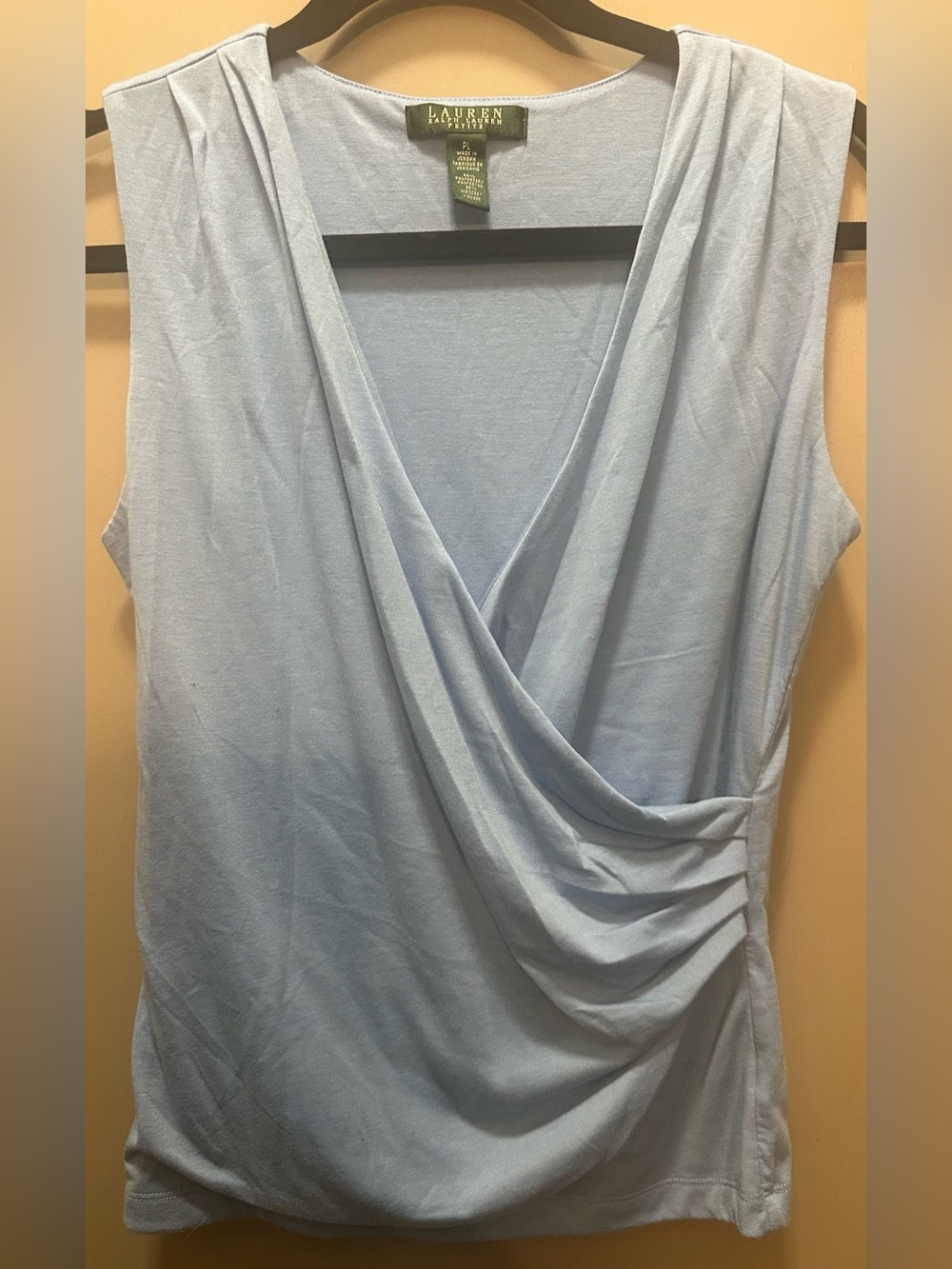 Lauren Ralph Lauren Size PL Drape Front V-neck Knit Sleeveless Pullover